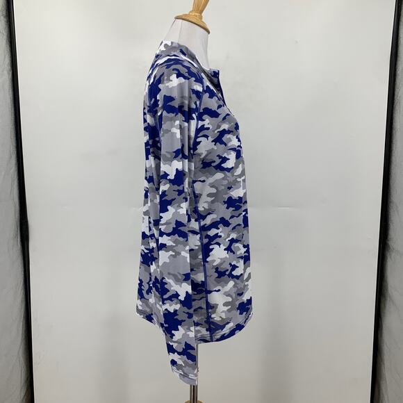 Taylor Jordan Top Womens XL Extra Large Blue Grey Camo Long Sleeve Mock Golf - Picture 5 of 13